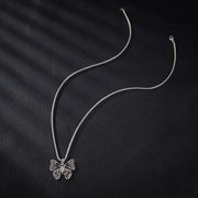 Butterfly pendant necklace, Korean ins sweet cool style stainless steel simple light luxury clavicle chain wholesale - wallojewerly 