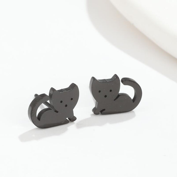 Cat earrings, simple and cute small animal earrings Japanese and Korean style student stainless steel accessories niche wholesale