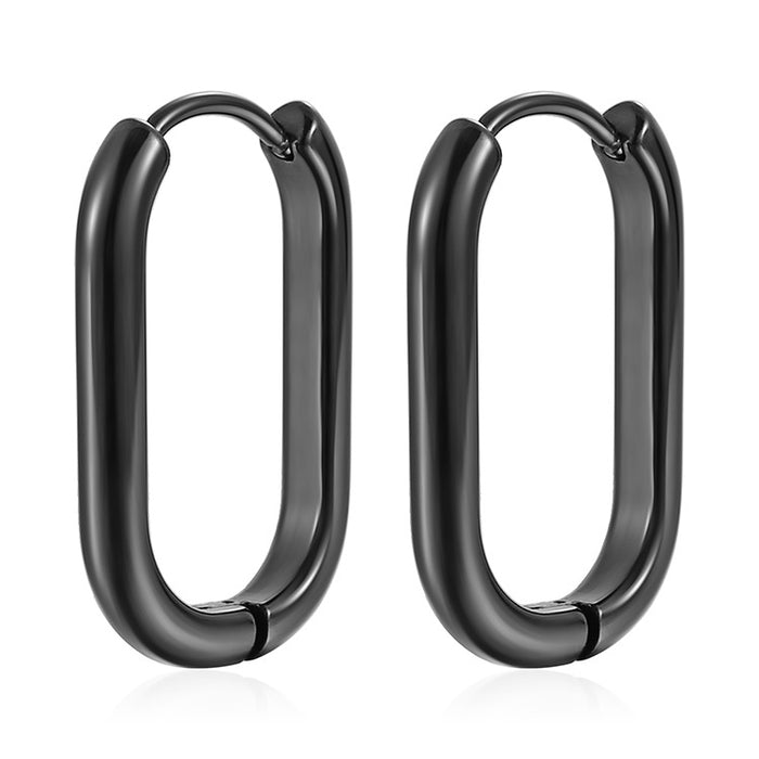 Oval stainless steel earrings three-dimensional 18K gold earrings