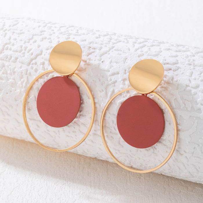 Round earrings set sequin two-piece earrings