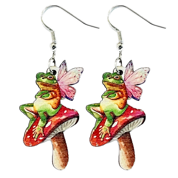 Easter wooden animal earrings