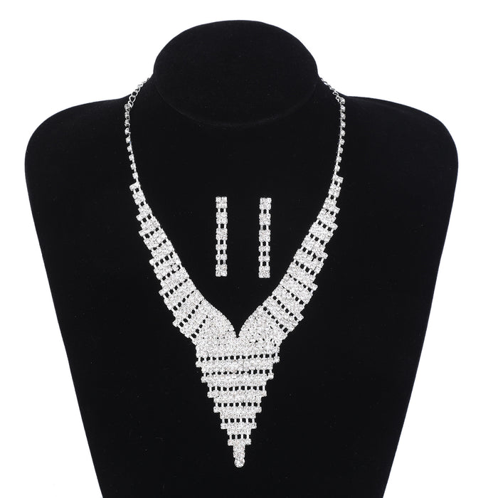 Bridal Rhinestone Necklace Set - Crystal Statement Jewelry for Weddings