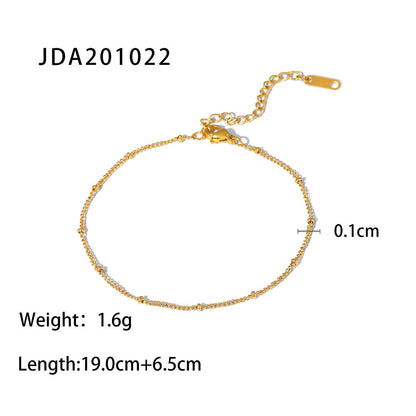 18K Gold Plated Cross Pendant Anklet - Fine Vintage Stainless Steel Jewelry for Women