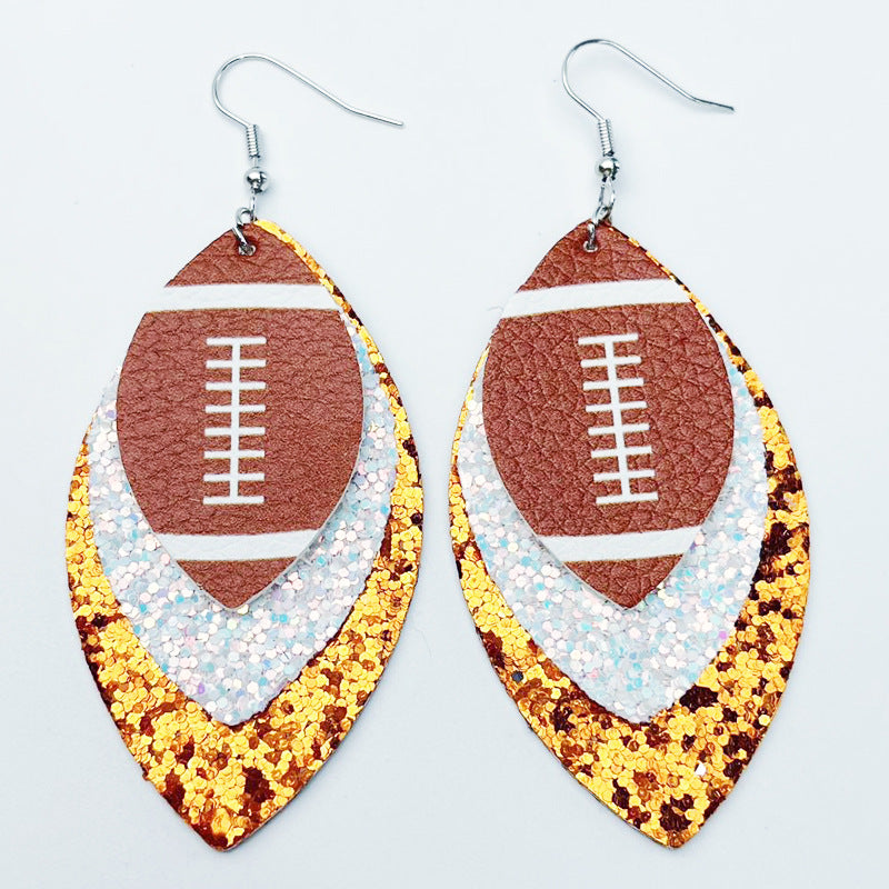 Sports Team Color Earrings with Cheerleading, Football, Baseball, and Softball Design