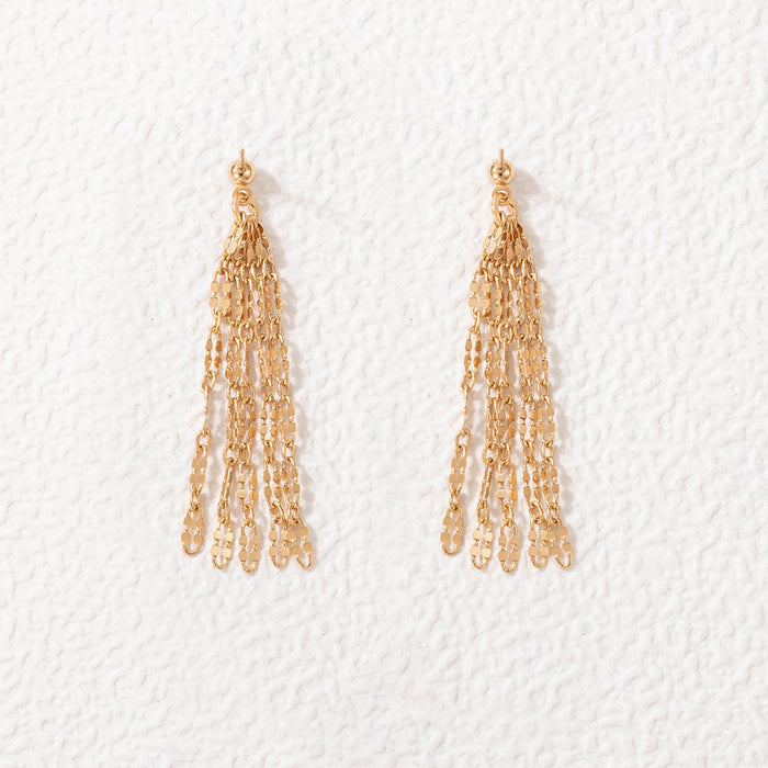 Alloy chain tassel earrings geometric simple hollow earrings