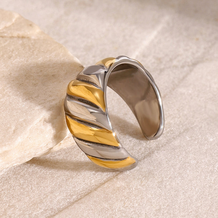 Stainless steel contrast color open ring