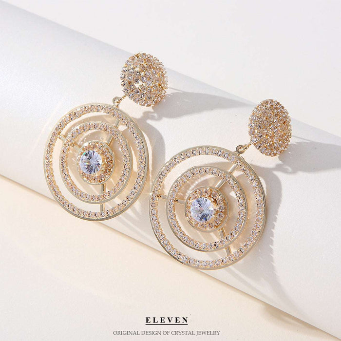 S925 Silver Needle Colored Zircon Sector Earrings