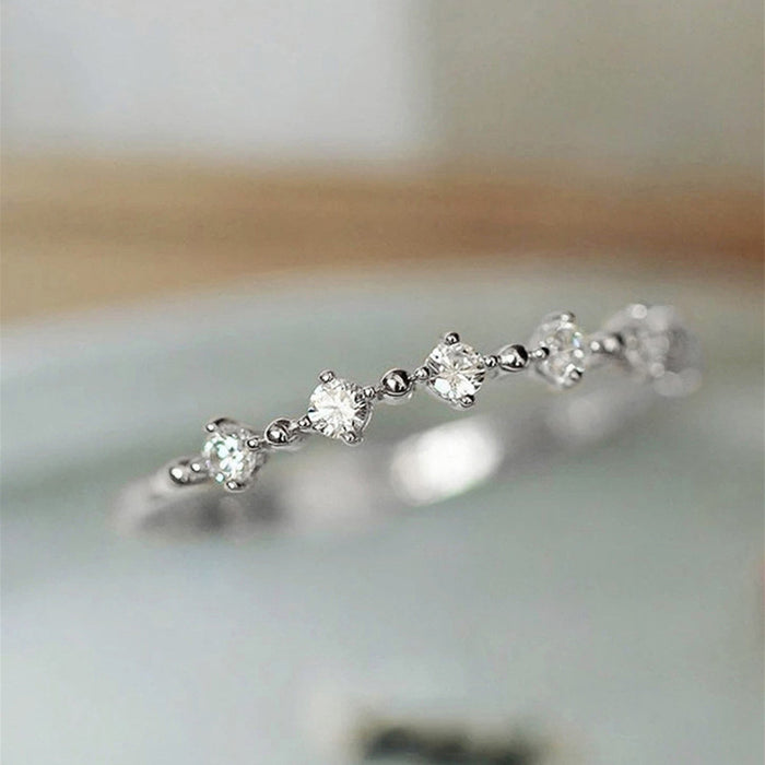 Women's Korean style light luxury zircon diamond stacking index finger ring