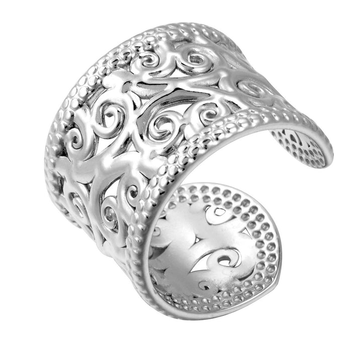 Wholesale openwork pattern extra wide opening rings
