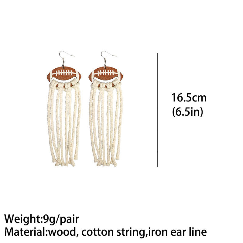 World Cup Long Tassel Earrings with Sports Themes