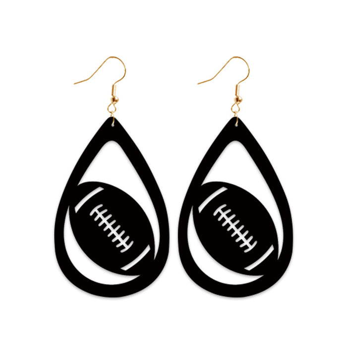 Black Velvet Sports Earrings with Football, Volleyball, and Tennis Designs