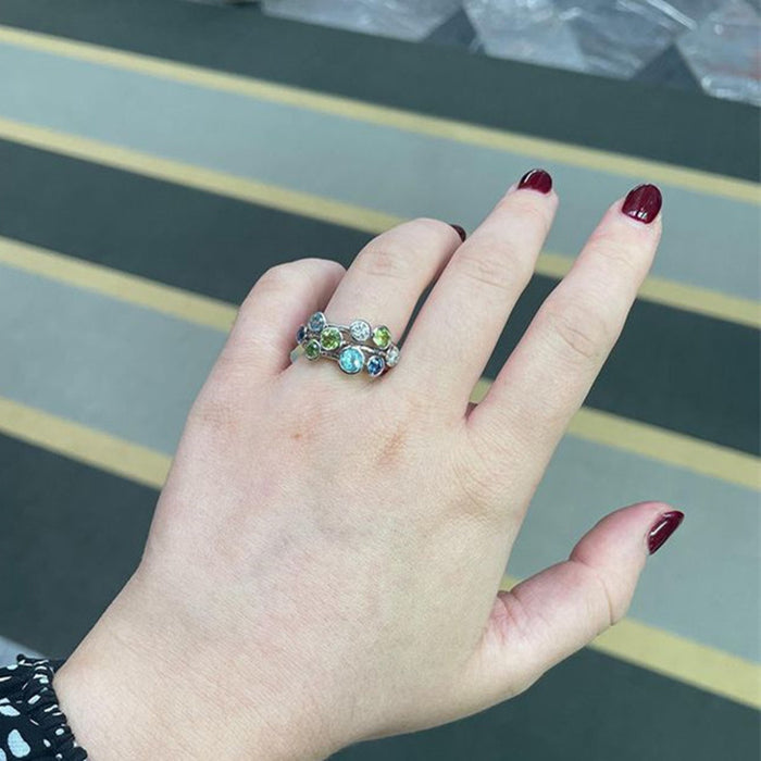 Personalized colorful round ring, high-end and versatile birthday index finger ring