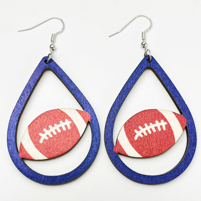 Wooden Rugby Earrings