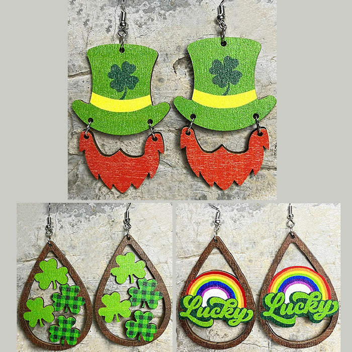 Wooden St. Patrick's Day earrings