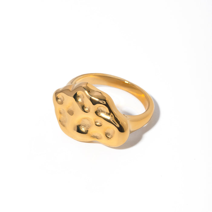 Vintage 18K Gold Plated Stainless Steel Ring with Hollow Design