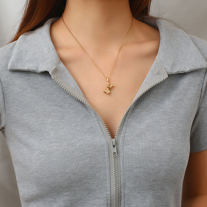 Rabbit Pendant Necklace, 18K Plated Unisex Clavicle Chain