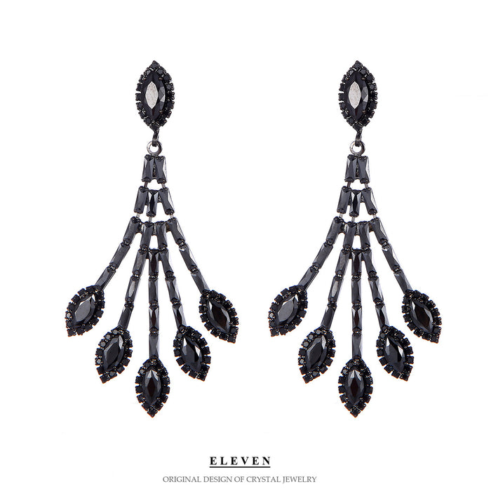 Luxury Fan-Shaped Zircon Earrings - Geometric Studs for a Modern Style