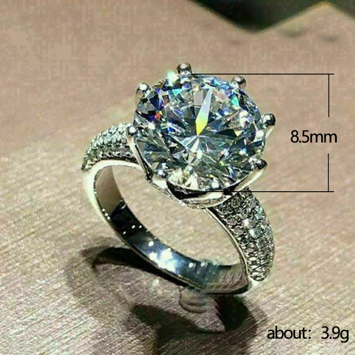 Anillo de compromiso de diamantes con forma de corona Anillo de lujo con ocho corazones y ocho flechas