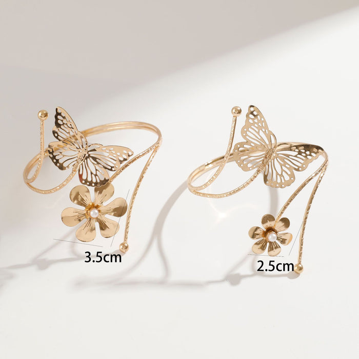 Exaggerated flower bracelet metal hollow butterfly open arm bracelet jewelry