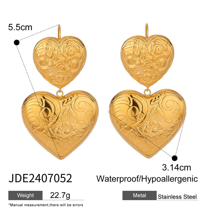 Stainless steel heart earrings exaggerated earrings titanium steel ears