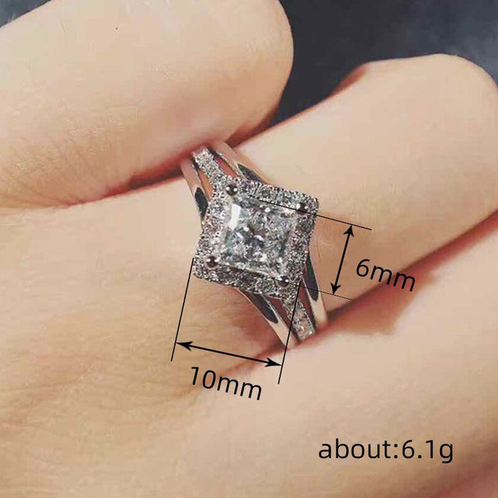 Shining four-claw zircon ring Internet celebrity diamond ring