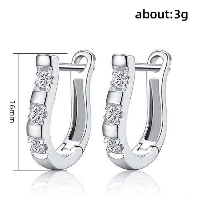 U-shaped earrings zircon geometric simple female earrings