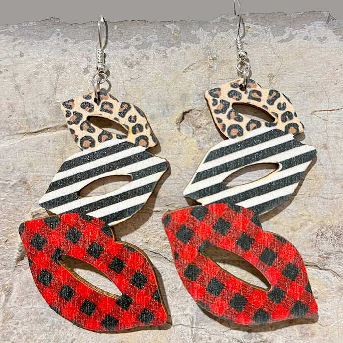 Valentine's Day Earrings with Lips, Patchwork Western Cowboy Boots, and Leopard Print