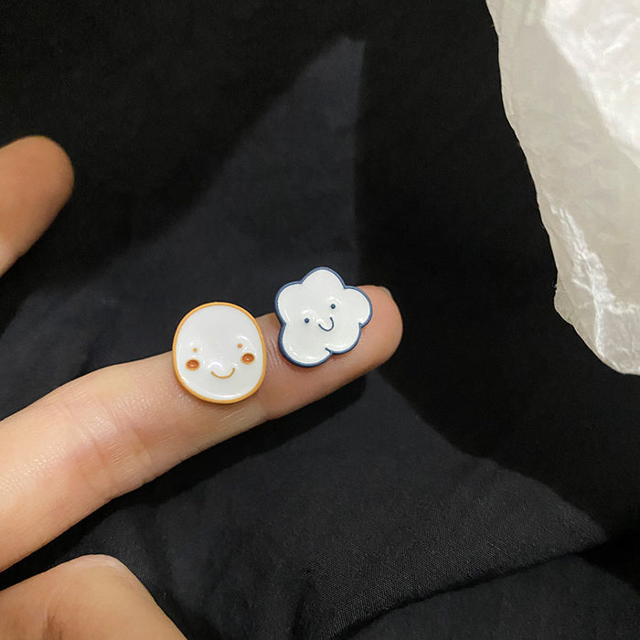 Cloud smiley face earrings sweet and fresh earrings spring and summer earrings