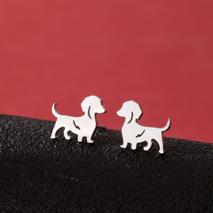 Dog Zodiac Stainless Steel Stud Earrings - Adorable and Playful Animal Jewelry