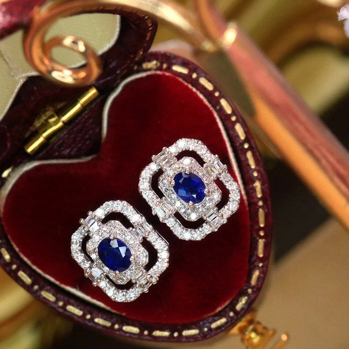 Hollow design earrings Royal ladies square earrings