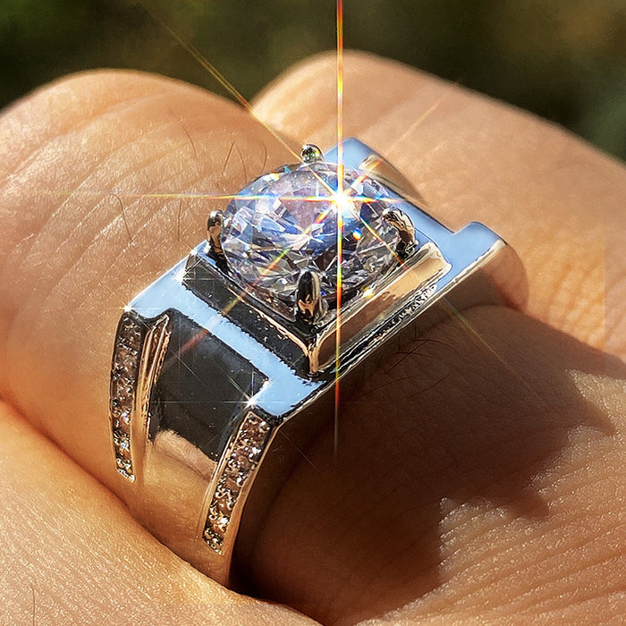 Anillo de compromiso de celebridad de Internet con anillo de diamantes y circonitas redondas