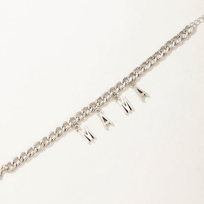 Simple Letter Anklet with Geometric Chain Design - Mother’s Day Gift