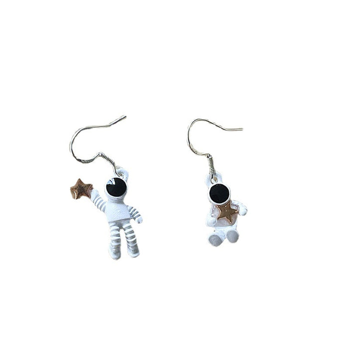 Astronaut earrings design S925 silver needle trend asymmetrical earrings