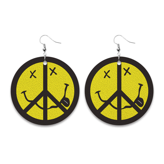 Independence Day Earrings with Peace Sign and Smiley Face for Holiday Gifts