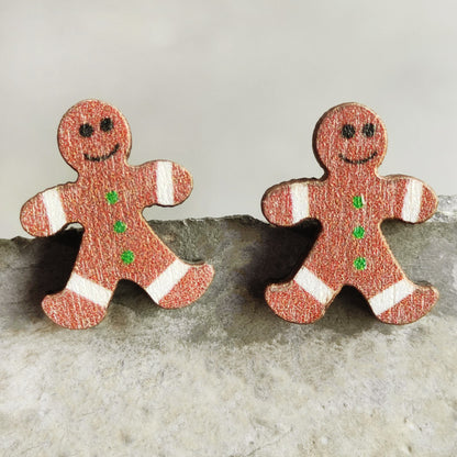 Wooden Santa earrings