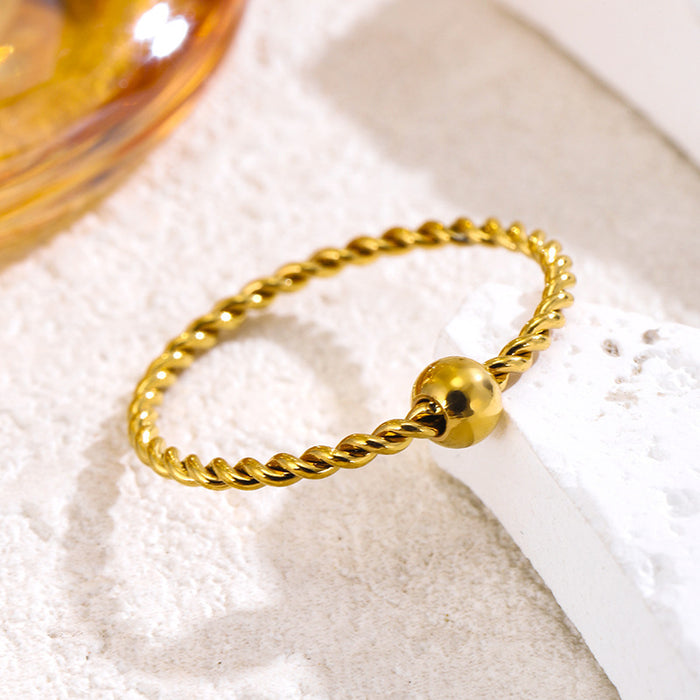 Wholesale colorfast stainless steel and titanium steel gold bean twist rings