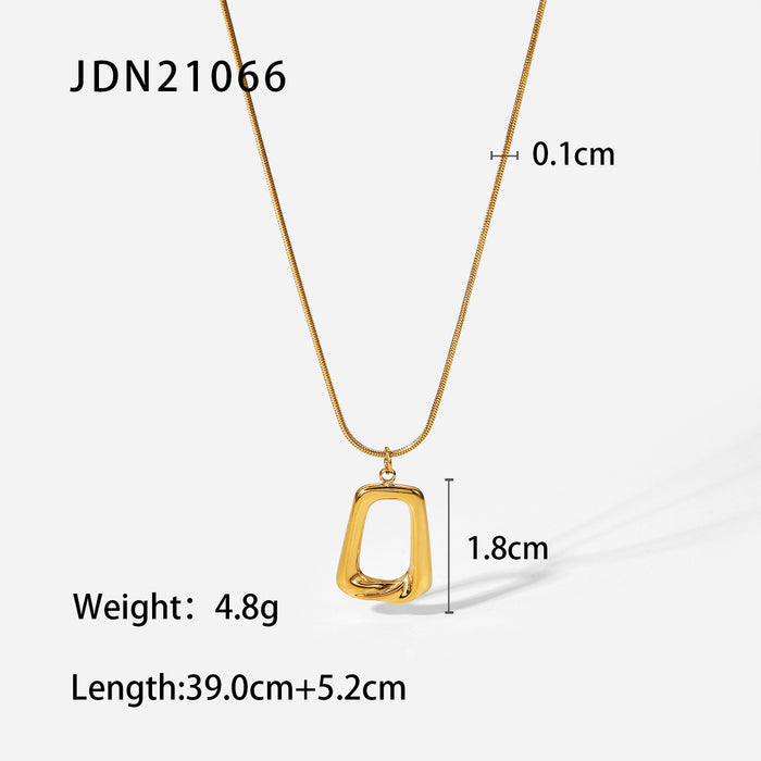 18K Gold-Plated Hollow Square Pendant Necklace with Vintage Design - Women's Fashion Jewelry