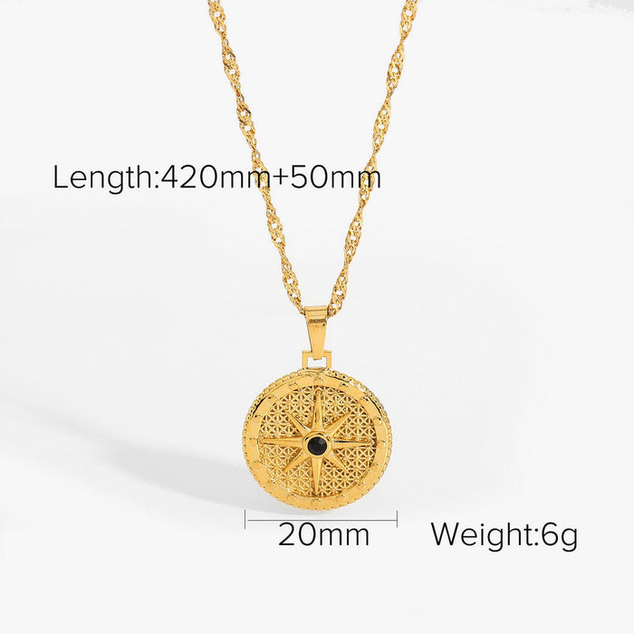 Stainless steel eight-pointed star necklace clavicle chain titanium steel necklace cross-border