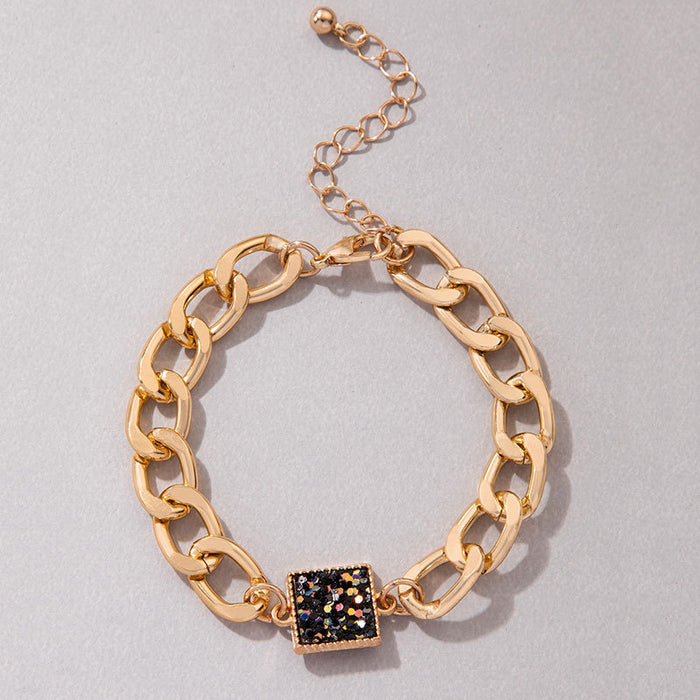 Chunky Cuban Chain Bracelet - Retro Hip Hop Style with Geometric Design for Women