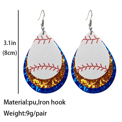 Sports Team Color Earrings with Cheerleading, Football, Baseball, and Softball Design