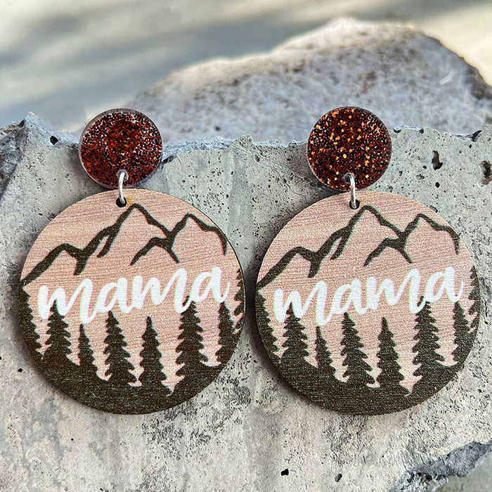 Wooden Mother Bear Earrings