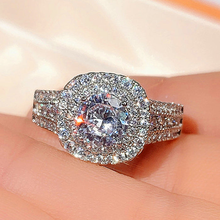 Luxury full diamond inlaid zircon wedding ring light luxury shining women's ring