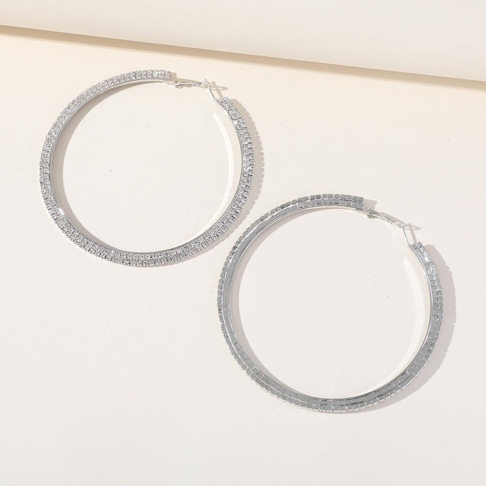 Popular Zircon Hoop Earrings - Bold Rhinestone Dangles for a Trendy Look