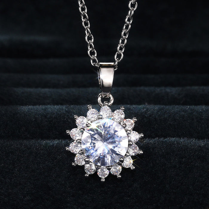 Zircon flower necklace clavicle chain European and American fashion jewelry