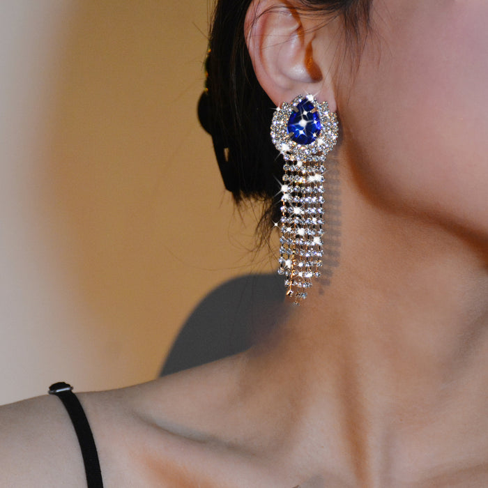 Vintage Rhinestone Drop Earrings - Exaggerated Dangles for Brides and Gowns
