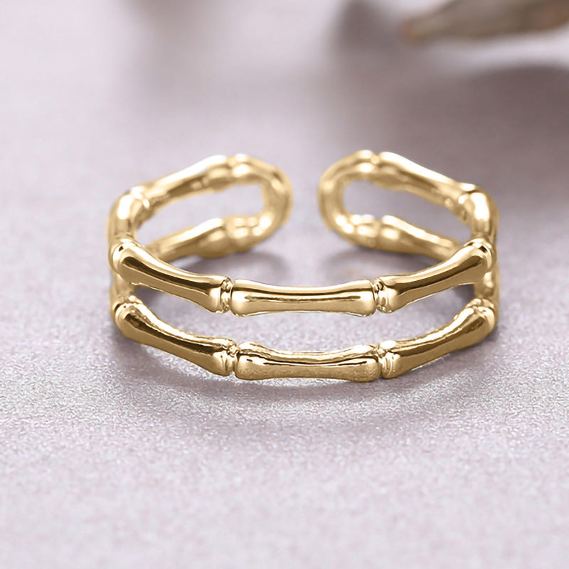 Anillo ajustable de bambú personalizado, anillo sencillo y popular.