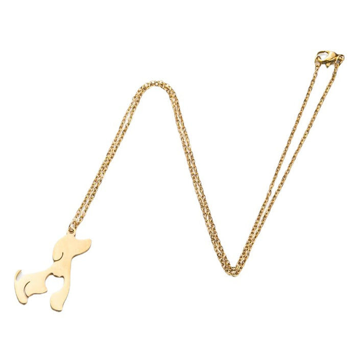 Cute dog pendant necklace, autumn and winter small animal light luxury sweater chain stainless steel wholesale