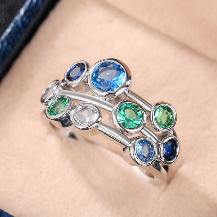 Personalized colorful round ring, high-end and versatile birthday index finger ring