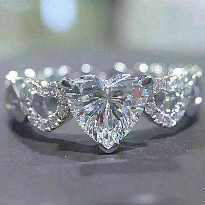 Heart shaped zircon ring for women Valentine's Day gift