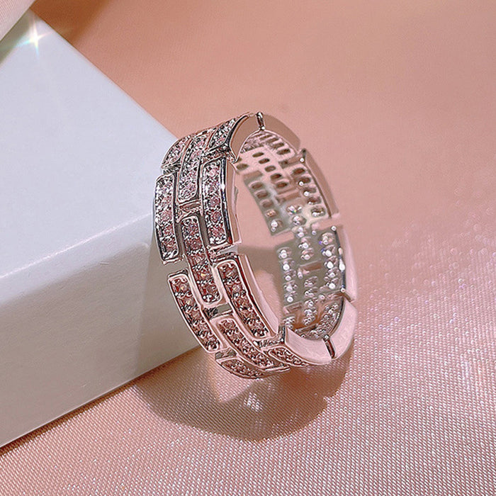 Light luxury zircon ring niche geometric design ring ins style high-end female ring